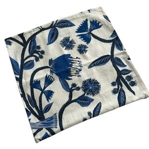 NWOT Square Blue and White Floral Print Pillow Cover